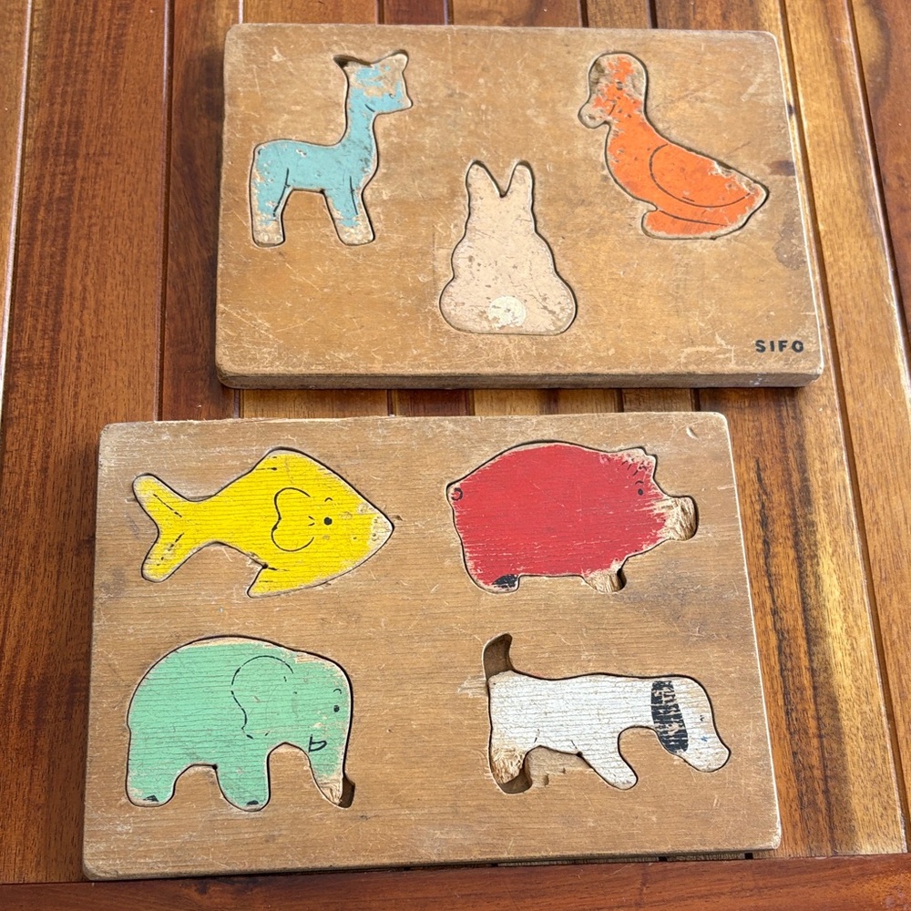 Vintage Wooden Animal Puzzle Set Sifo